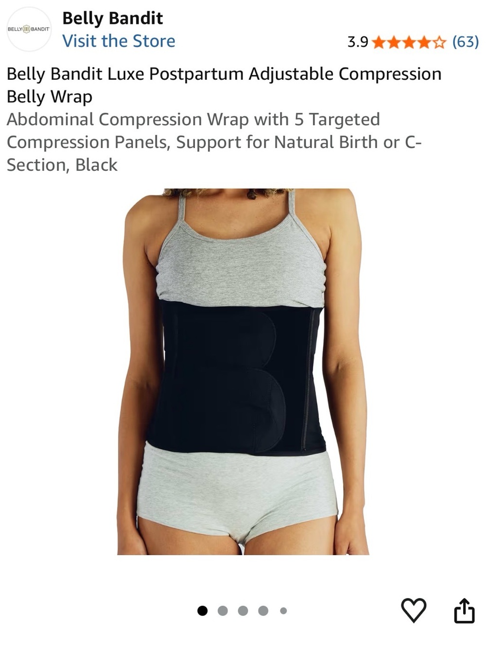 Belly Bandit Black Postpartum Adjustable Compression Belly Wrap- 3 wraps include